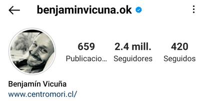 Benjamín Vicuña decidió poner su nombre y apellido personal en Instagram, dejando atrás la anterior denominación