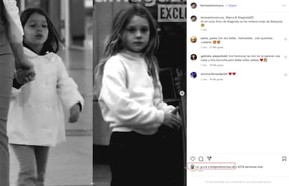 Benjamín Vicuña le puso "Me Gusta" a una publicación que evidenciaba los parecidos entre sus hijas Blanca y Magnolia (Foto: Instagram @hermanitosvicuna_)