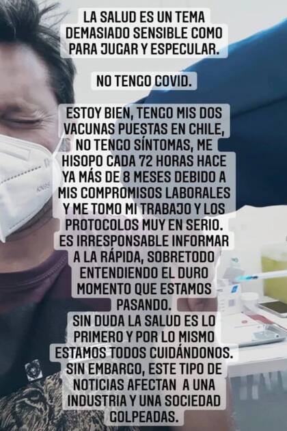 Benjamín Vicuña publicó un fuerte mensaje en Instagram desmintiendo su supuesto contagio de Covid-19