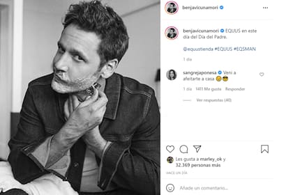 Benjamín Vicuña publicó una sensual foto afeitándose y la actriz le dejó un pícaro comentario