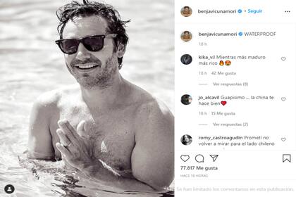 Benjamín Vicuña recibió múltiples piropos por una foto que compartió en traje de baño