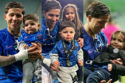 Benjamín y Olivia celebraron el triunfo de su padre con el Chelsea (Foto: Instagram @enzojfernandez)