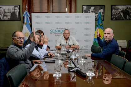 Berni, al frente de la Comisión de Seguridad, con los senadores Pisano, Kikuchi y Leguizamón Brown