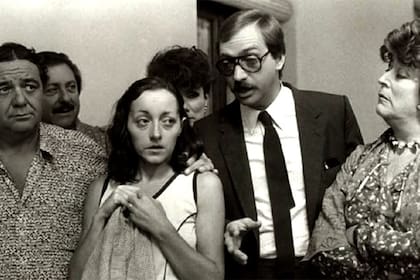 Betiana Blum, Luis Brandoni, Julio De Grazia, Juan Manuel Tenuta, Mónica Villa y China Zorrilla en Esperando la carroza (1985)