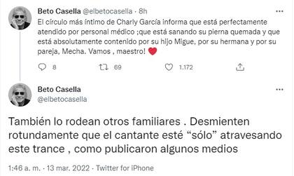 Beto Casella habló sobre la salud de Charly García (Foto: Twitter)