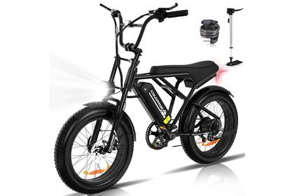 La bicicleta eléctrica se encuentra disponible en tres colores: negro, negro y naranja, y negro y blanco