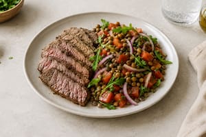 Bife de cuadril con ensalada tibia