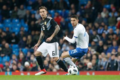 Biglia, en acción ante Italia, en el partido que la Argentina ganó 2-0 en marzo