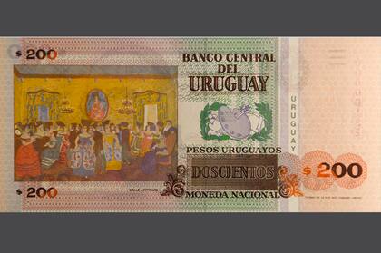 Un candombe de Figari corre de mano en mano en el billete de 200 uruguayo