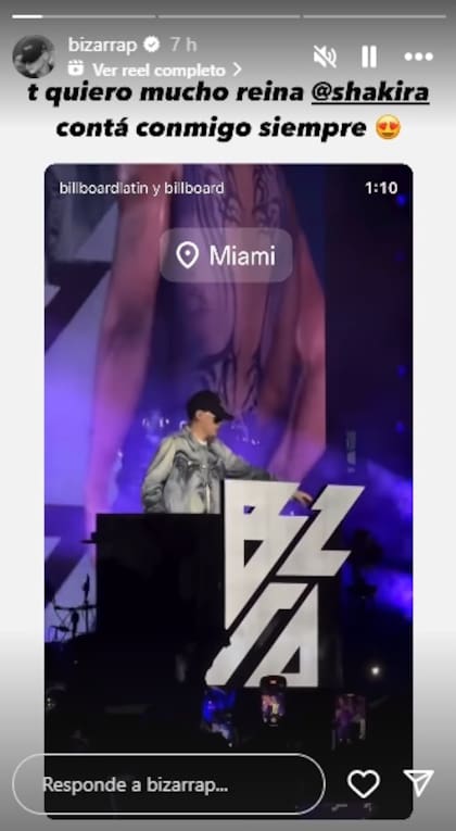 Bizarrap estuvo presente en el show que Shakira ofreció en Miami