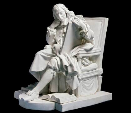 Blaise Pascal (1623–1662) fue una figura clave en el nacimiento de la ciencia moderna. Aquí, "Pascal estudiando la cicloide" (1785). Escultura de Augustin Pajou, Museo del Louvre, París, Francia.