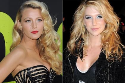 Blake Lively y Kesha. La actriz y la cantante tuvieron momentos de similitud cuando Kesha utilizó el cabello rubio.