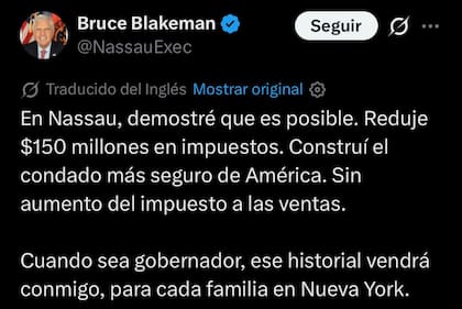 Blakeman señaló que su trabajo en Nueva York continuará con su gobernación