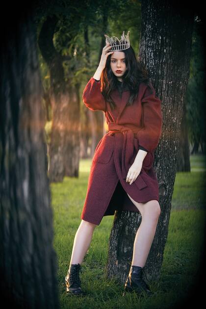 Blusa de seda con cuello alto y tapado de lana sin forro (Giesso)