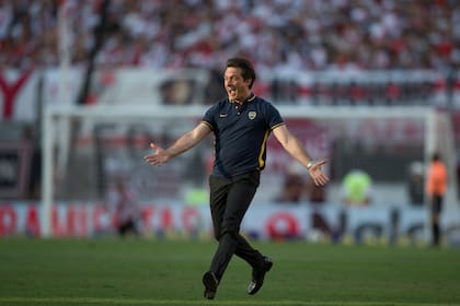 Boca le ganó a River 4-2 en el Monumental en Diciembre de 2016 y así lo festejó Guillermo Barros Schelotto como DT
