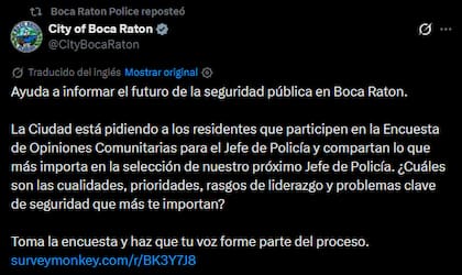 Boca Raton pide la opinión de los residentes para elegir a su nuevo jefe de policía