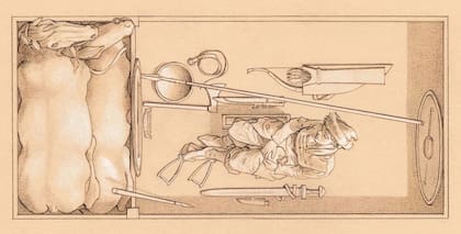 Boceto de cómo habría sido enterrada la guerrera