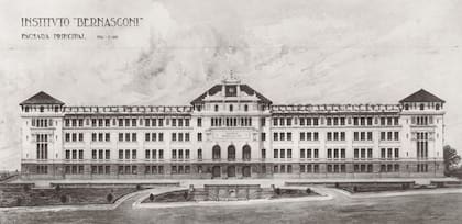 Boceto de la fachada de calle Catamarca realizado en 1918 por Waldorp