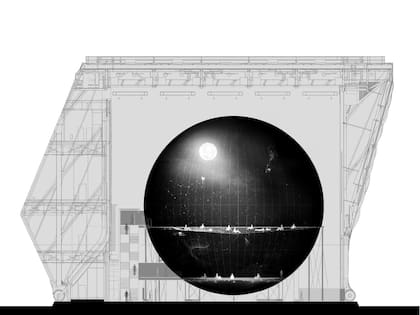 Boceto de la instalación Liberar el aire: cómo escuchar el universo en una telaraña
