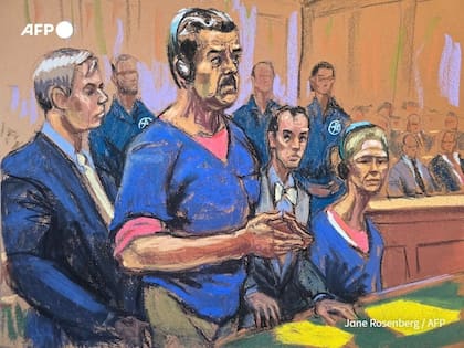 Boceto de Maduro en el tribunal de justicia de Nueva York, Estados Unidos