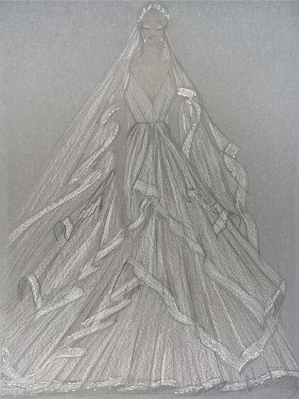 Boceto del vestido diseñado por Gabriel Lage