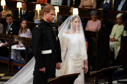 Harry y Meghan en la ceremonia religiosa realizada en la capilla Saint George