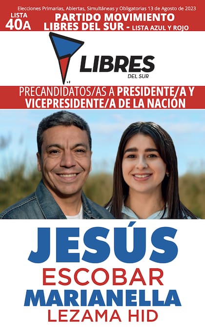 Boleta de Jesús Escobar por el partido Libres del Sur