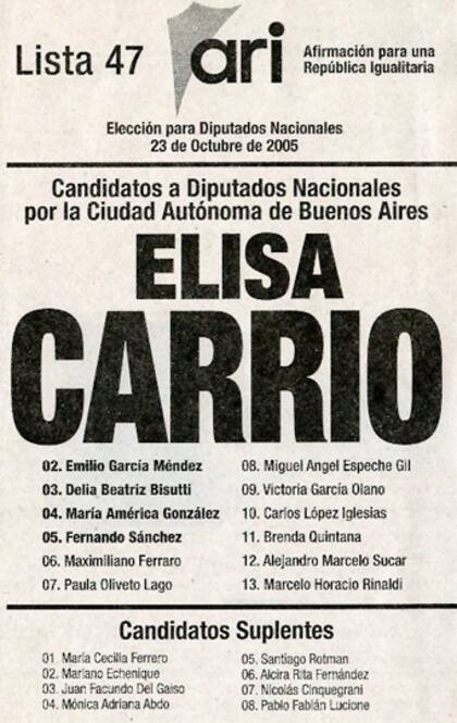 Boletas de las distintas candidaturas de Carrió