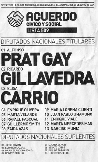 Boletas de las distintas candidaturas de Carrió