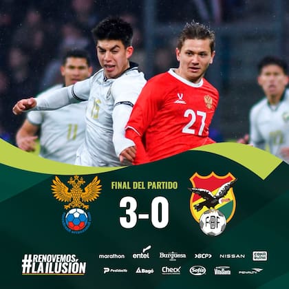Bolivia, uno de los dos países confirmados para el repechaje, perdió un partido amistoso contra Rusia el 14 de octubre (X/@laverde_fbf)