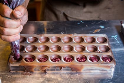 Bombones de frambuesa en La Chocolaterie.