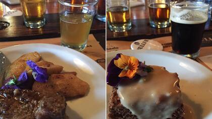 Bondiola y manzanas asadas con una Lager Hefeweizen y para el postre, una Stout con brownie