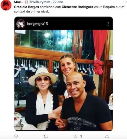 "Boquita out of context de primer nivel" dijo otro usuario sobre la inesperada foto de Graciela Borges y Clemente Rodríguez