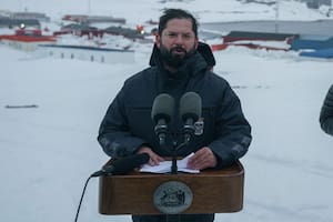 Boric en su anterior viaje a la Antártida en 2023 (Archivo: El Mercurio/GDA)