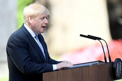 Boris Johnson dio un discurso en las puertas de la residencia oficial en Londres tras asumir como primer ministro británico