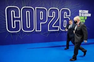 Boris Johnson en la COP26 que se realiza en Glasgow, Escocia