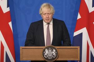 Boris Johnson este sábado en conferencia de prensa