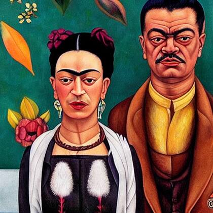 Botón "Soñar": Frida Kahlo y Diego Rivera interpretados por el software de IA Stable Difussion lanzado recientemente