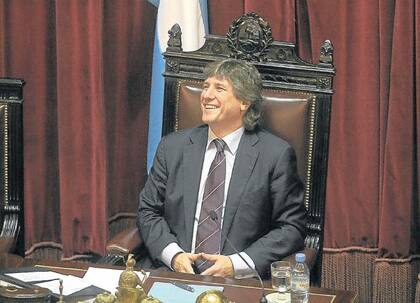 Boudou en el Senado, en agosto de 2012, en el debate para la expropiación de Ciccone