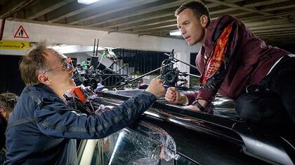 Boyle junto a Ewan McGregor, en el set de T2