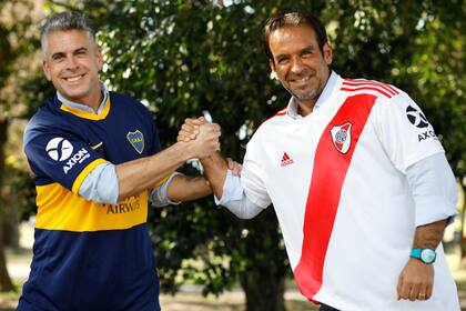 Gustavo Cardozo y Alejandro Balmore. El fanatismo por Boca y River forjó una amistad inquebrantable.