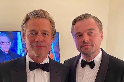 Brad Pitt y Leonardo Di Caprio en la entrega de los Oscar cuando filmaron con Quentin Tarantino "Érase una vez en Hollywood"