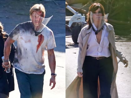 Mientras que Pitt luce herido, a Bullock se la vio impecable en el set