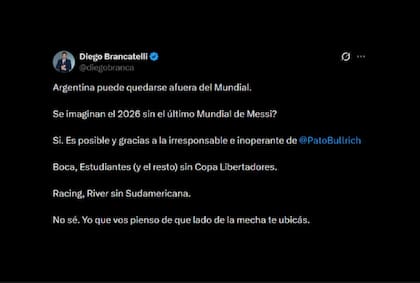 Brancatelli cruzó a Bullrich por denunciar a Tapia y Toviggino ante el Comité de Ética de la Conmebol