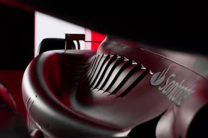 Branquias. Detalle de la parte superior de los pontones de la Ferrari F1-75 para canalizar el aire