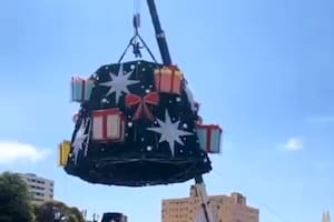 Brasil: un árbol de Navidad de más de 20 metros se desplomó mientras lo instalaban, aplastó y mató a un hombre