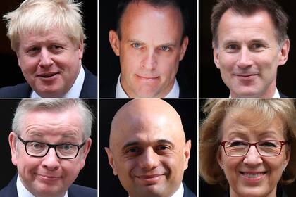 Boris Johnson, Dominic Raab, Heremy Hunt; Michael Gove, Sajid Javid y Angela Leadsom