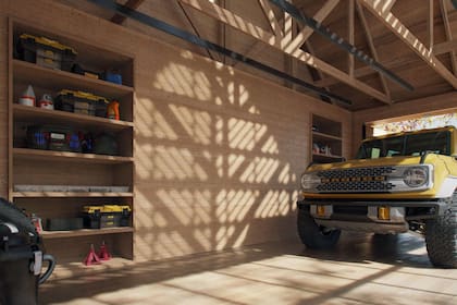 Bricolaje. Atractivos garajes de madera, con el mismo estilo rústico de granero, con espacio para dos o tres coches y la posibilidad de contar con una zona de trabajo