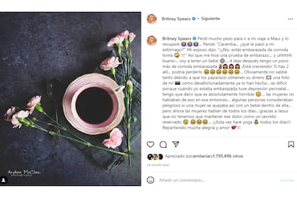 Britney anunció su embarazo por redes sociales (Instagram @Britney Spears)