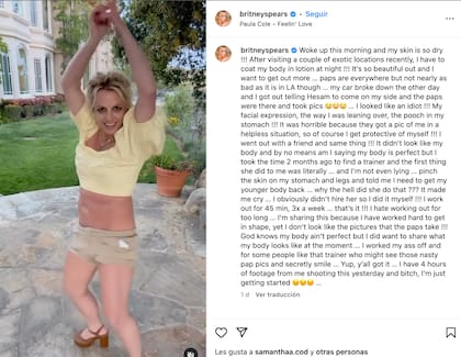 Britney Spears compartió cómo las críticas y las fotos en ángulos desfavorecedores la han afectado
